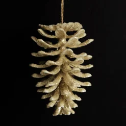 Ivory Glitter Faux Hanging Pinecone Online