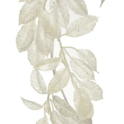 Ivory Leaf Christmas Garland with Sequins Flash Sale