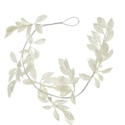 Ivory Leaf Christmas Garland with Sequins Flash Sale