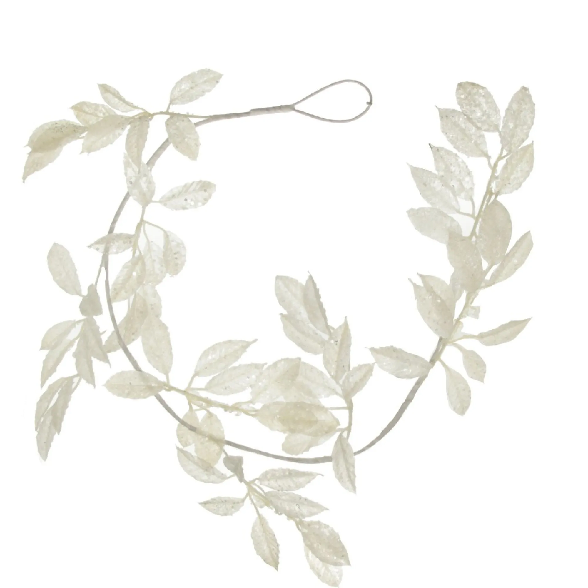 Ivory Leaf Christmas Garland with Sequins Flash Sale