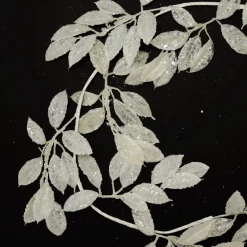 Ivory Leaf Christmas Garland with Sequins Flash Sale