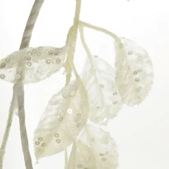 Ivory Leaf Christmas Garland with Sequins Flash Sale