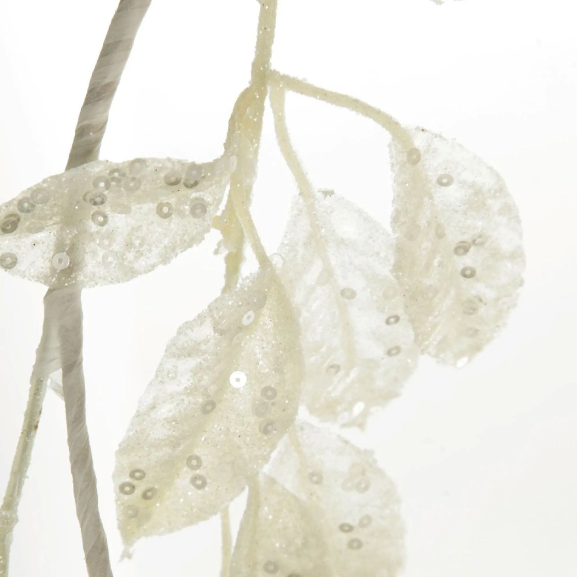 Ivory Leaf Christmas Garland with Sequins Flash Sale