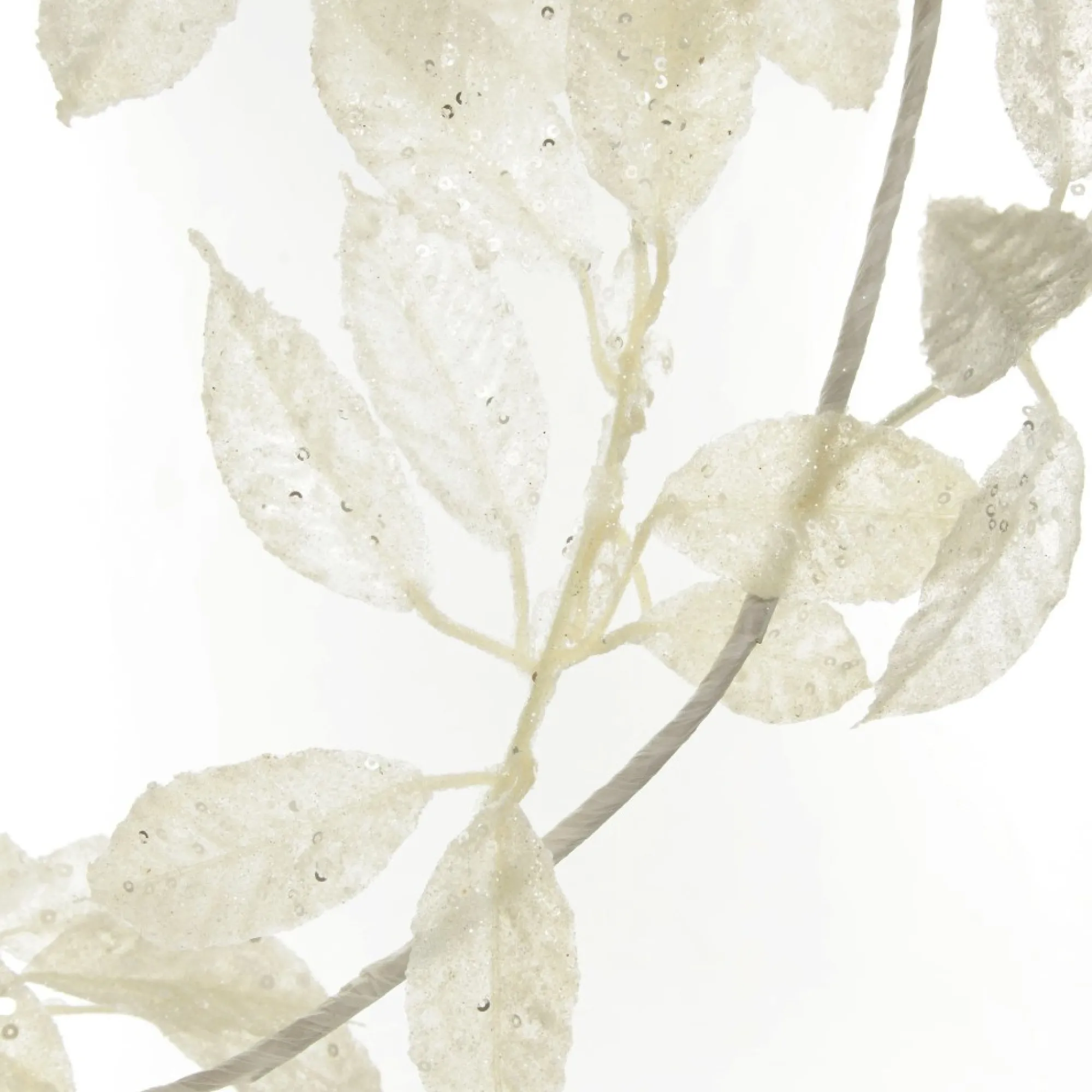 Ivory Leaf Christmas Garland with Sequins Flash Sale
