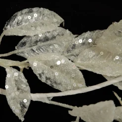 Ivory Leaf Christmas Garland with Sequins Flash Sale