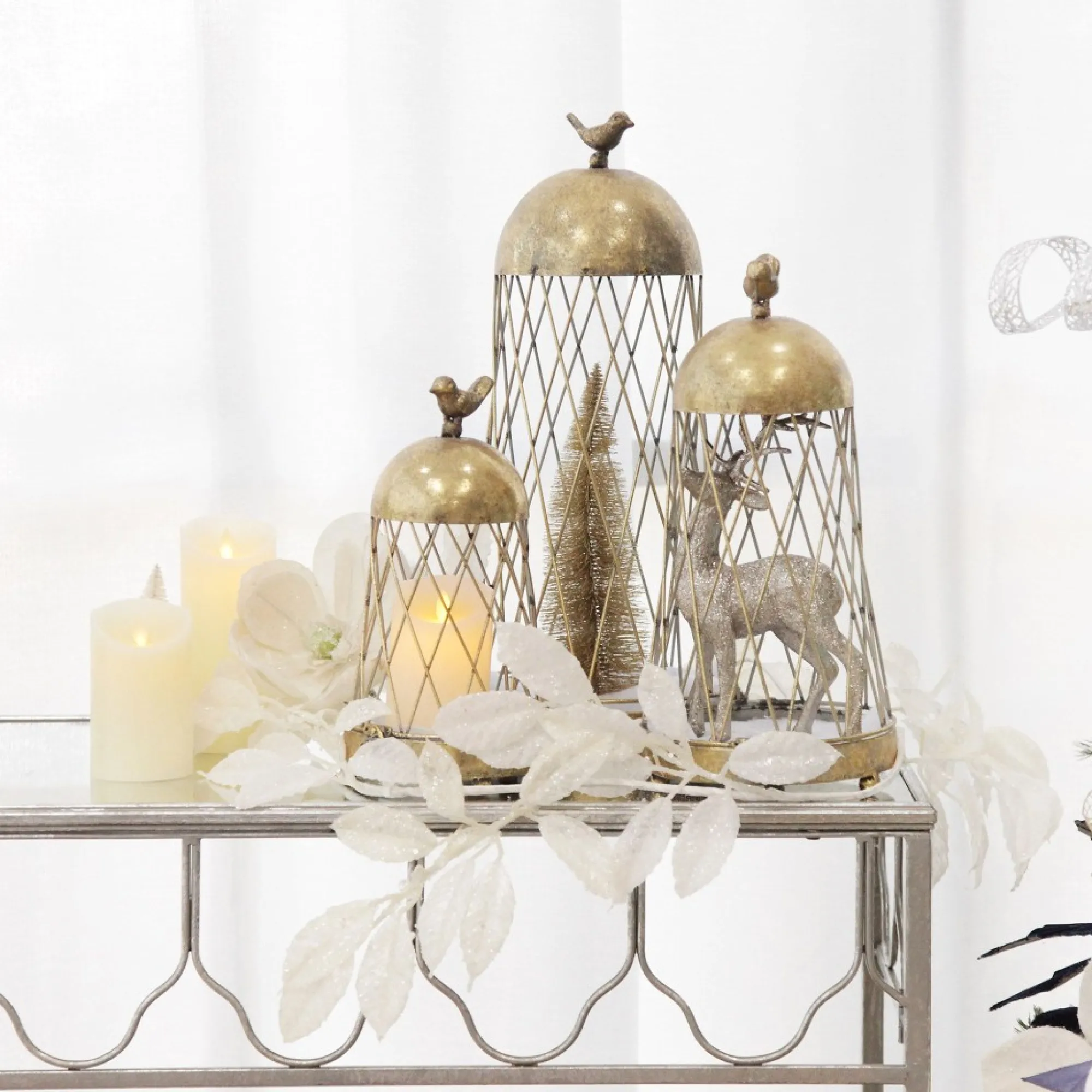 Ivory Leaf Christmas Garland with Sequins Flash Sale