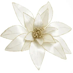 Ivory Lily Flower Stem with Gold Glitter Trim Cheap