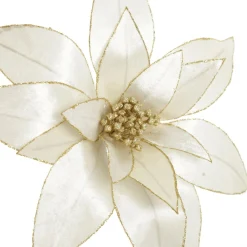 Ivory Lily Flower Stem with Gold Glitter Trim Cheap