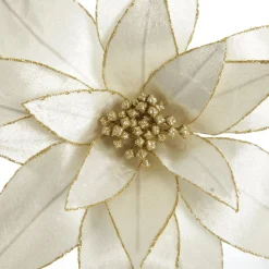 Ivory Lily Flower Stem with Gold Glitter Trim Cheap