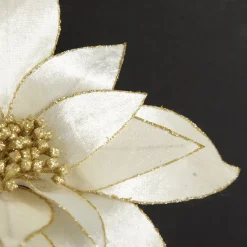 Ivory Lily Flower Stem with Gold Glitter Trim Cheap