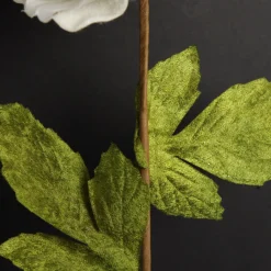 Ivory Peony Flower Stem with Green Leaves Store
