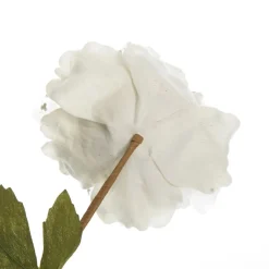 Ivory Peony Flower Stem with Green Leaves Store