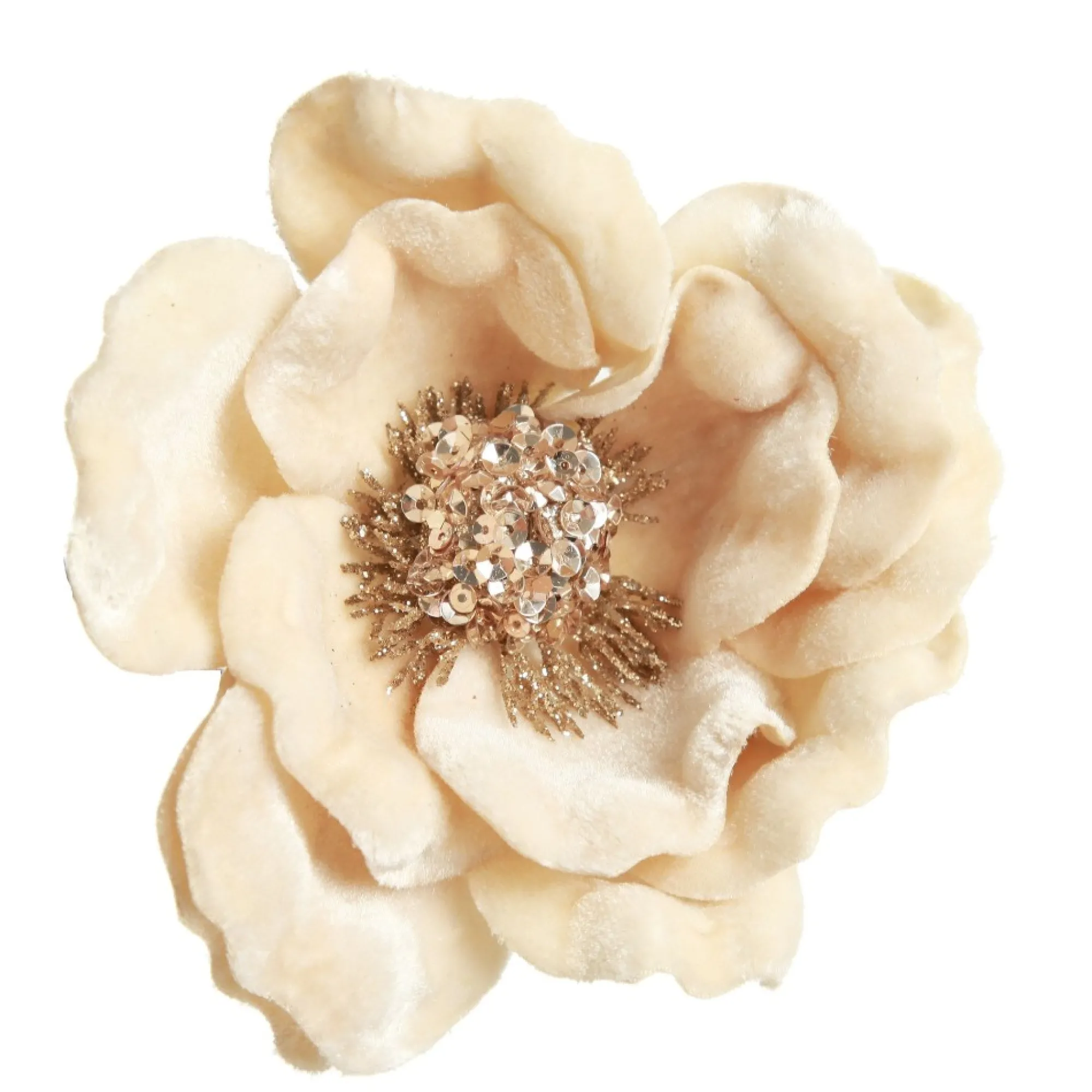 Ivory Velvet Magnolia Flower Clip Flash Sale