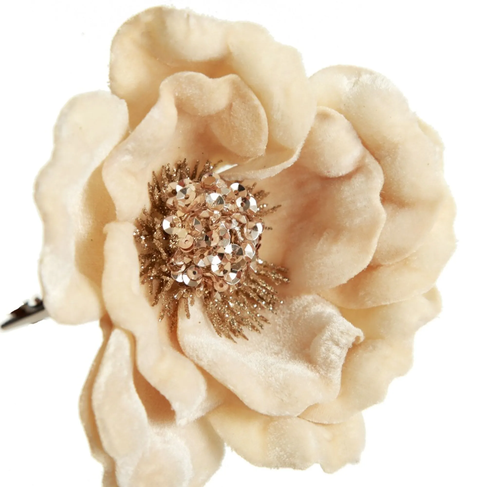 Ivory Velvet Magnolia Flower Clip Flash Sale