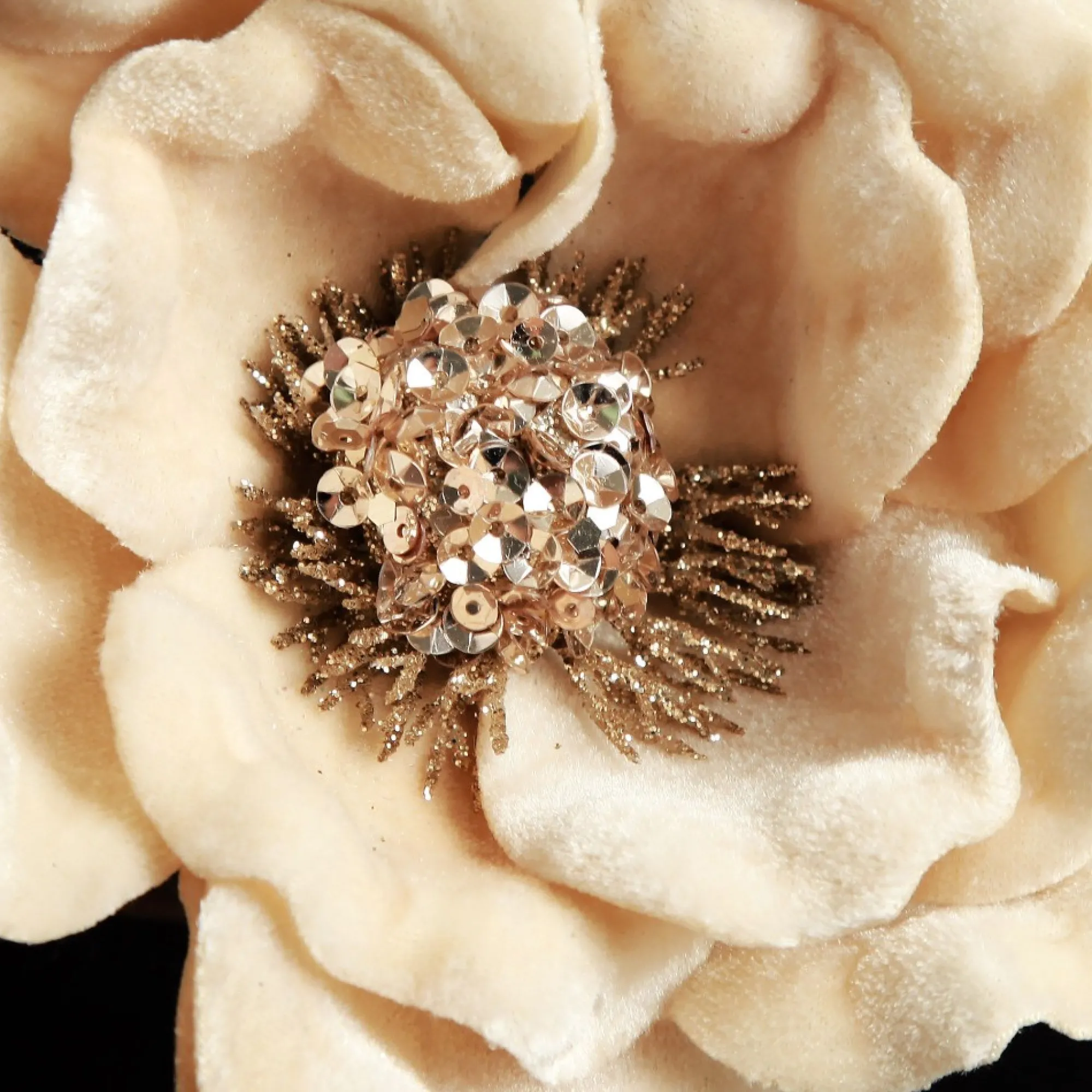 Ivory Velvet Magnolia Flower Clip Flash Sale