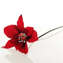 Jewelled Red Poinsettia Flower Pick - Medium Outlet
