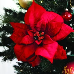 Jewelled Red Poinsettia Flower Pick - Medium Outlet