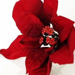 Jewelled Red Poinsettia Flower Pick - Medium Outlet