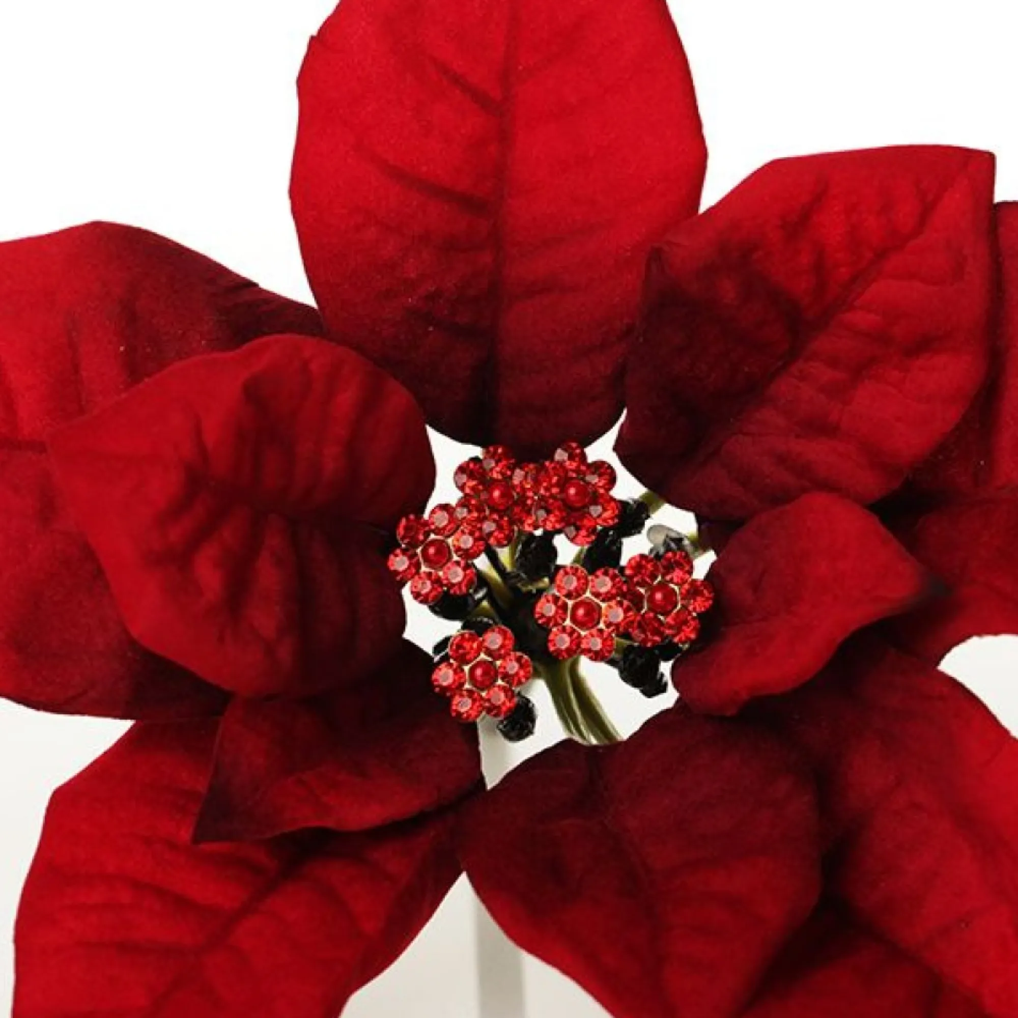 Jewelled Red Poinsettia Flower Pick - Medium Outlet