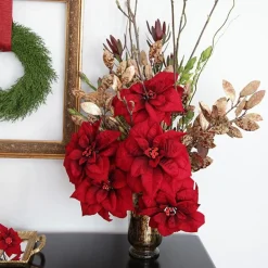 Jewelled Red Poinsettia Flower Pick - Medium Outlet