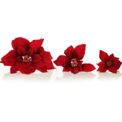 Jewelled Red Poinsettia Flower Pick - Medium Outlet