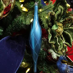 Large Blue Christmas Long Drop Decoration - Set of 3 Discount