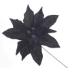 Large Blue Poinsettia Flower Stem with Glitter Trim Sale