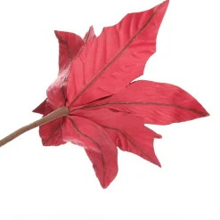 Large Burgundy Poinsettia Flower Stem with Glitter Trim Clearance