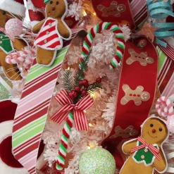 Large Chenille Stick Christmas Candy Cane with Pine and Berries - Set of 2 Outlet