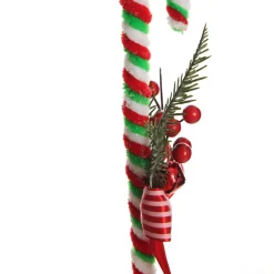 Large Chenille Stick Christmas Candy Cane with Pine and Berries - Set of 2 Outlet