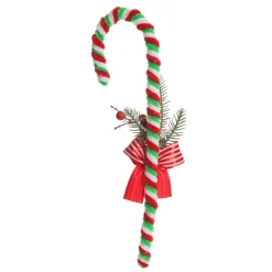 Large Chenille Stick Christmas Candy Cane with Pine and Berries - Set of 2 Outlet