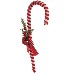 Large Chenille Stick Christmas Candy Cane with Pine and Berries - Set of 2 Outlet
