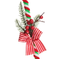 Large Chenille Stick Christmas Candy Cane with Pine and Berries - Set of 2 Outlet