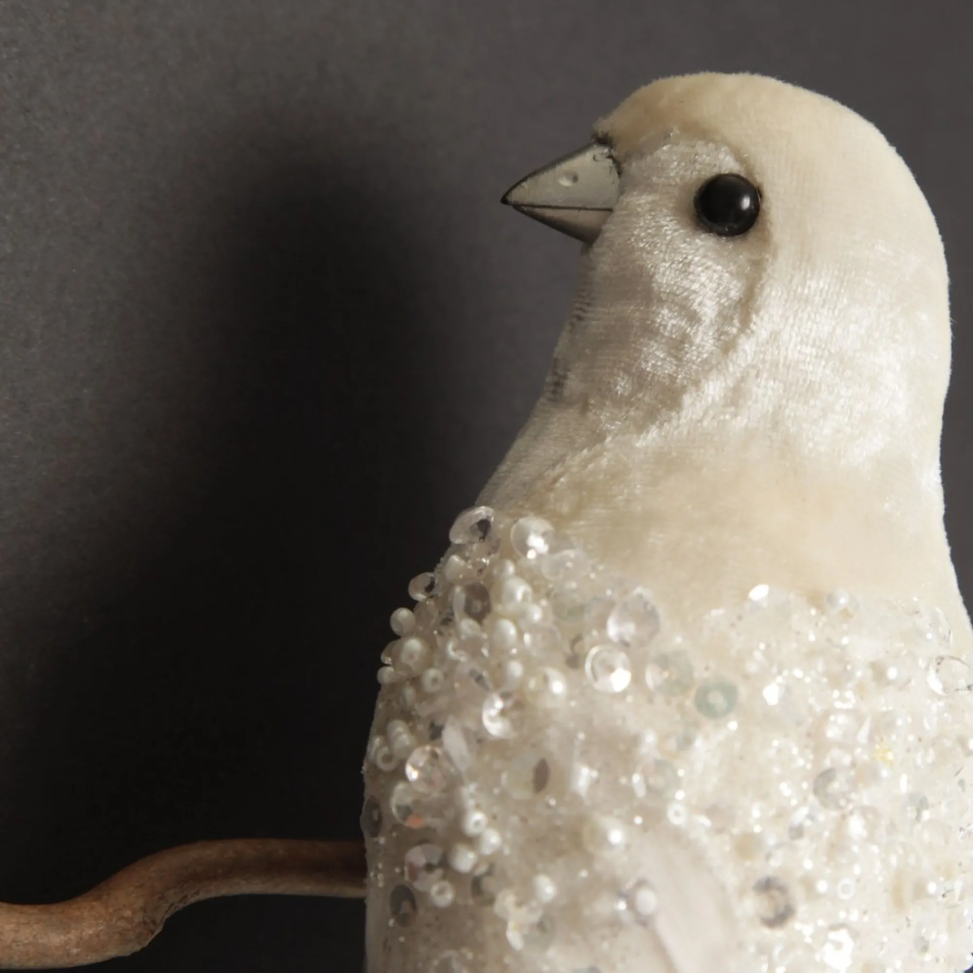 Large Elegant White Bird with Sequins and Feather Tail Flash Sale