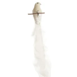 Large Elegant White Bird with Sequins and Feather Tail Flash Sale