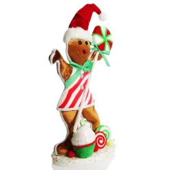Large Gingerbread Girl with Lollipop Christmas Ornament New