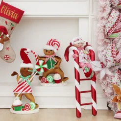 Large Gingerbread Girl with Lollipop Christmas Ornament New