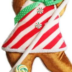 Large Gingerbread Girl with Lollipop Christmas Ornament New