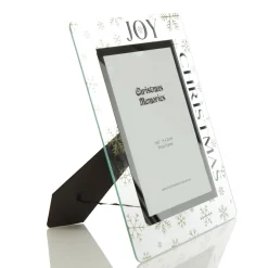 Large Glass Christmas Photo Frame - Gold Snowflakes Joy Online