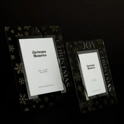 Large Glass Christmas Photo Frame - Gold Snowflakes Joy Online