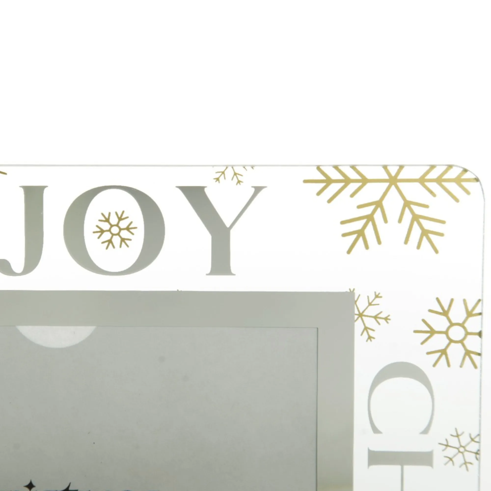 Large Glass Christmas Photo Frame - Gold Snowflakes Joy Online
