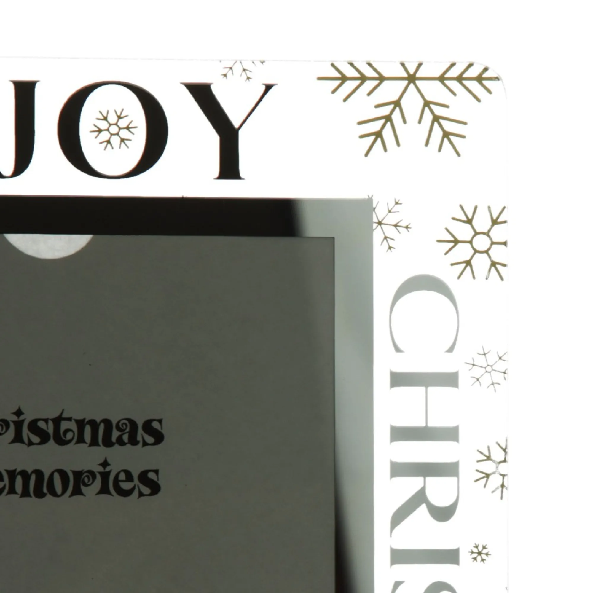 Large Glass Christmas Photo Frame - Gold Snowflakes Joy Online