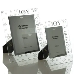 Large Glass Christmas Photo Frame - Gold Snowflakes Joy Online