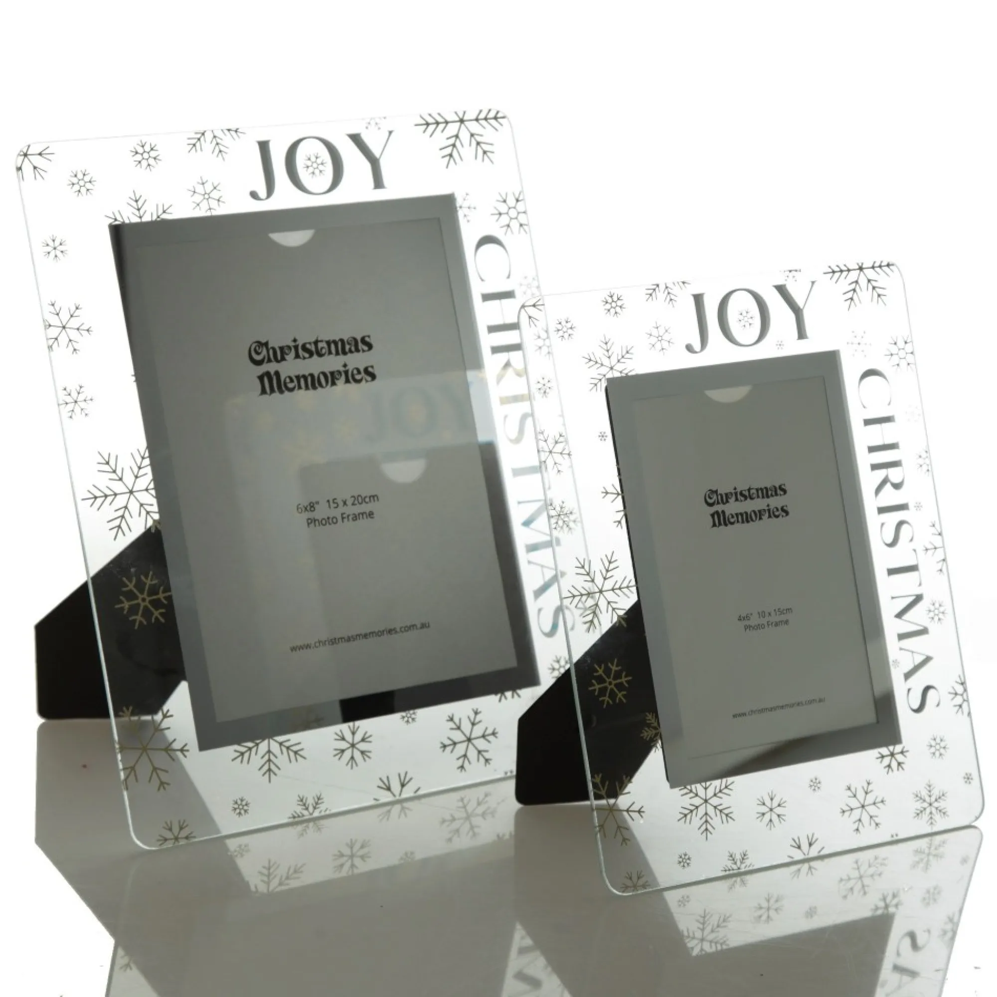 Large Glass Christmas Photo Frame - Gold Snowflakes Joy Online