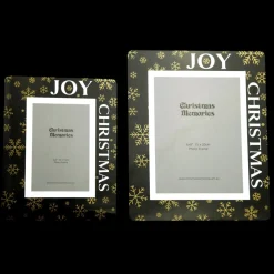 Large Glass Christmas Photo Frame - Gold Snowflakes Joy Online
