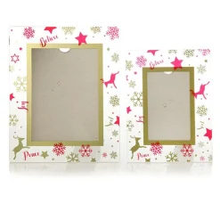 Large Glass Christmas Photo Frame - Red and Gold Snowflakes Outlet