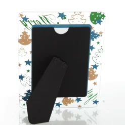 Large Glass Christmas Photo Frame - Gold and Green Trees Fashion