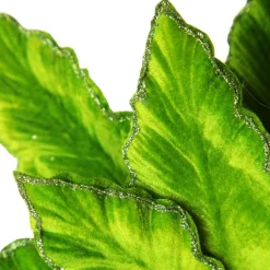 Large Green Poinsettia Flower Pick with Green Glitter Trim New