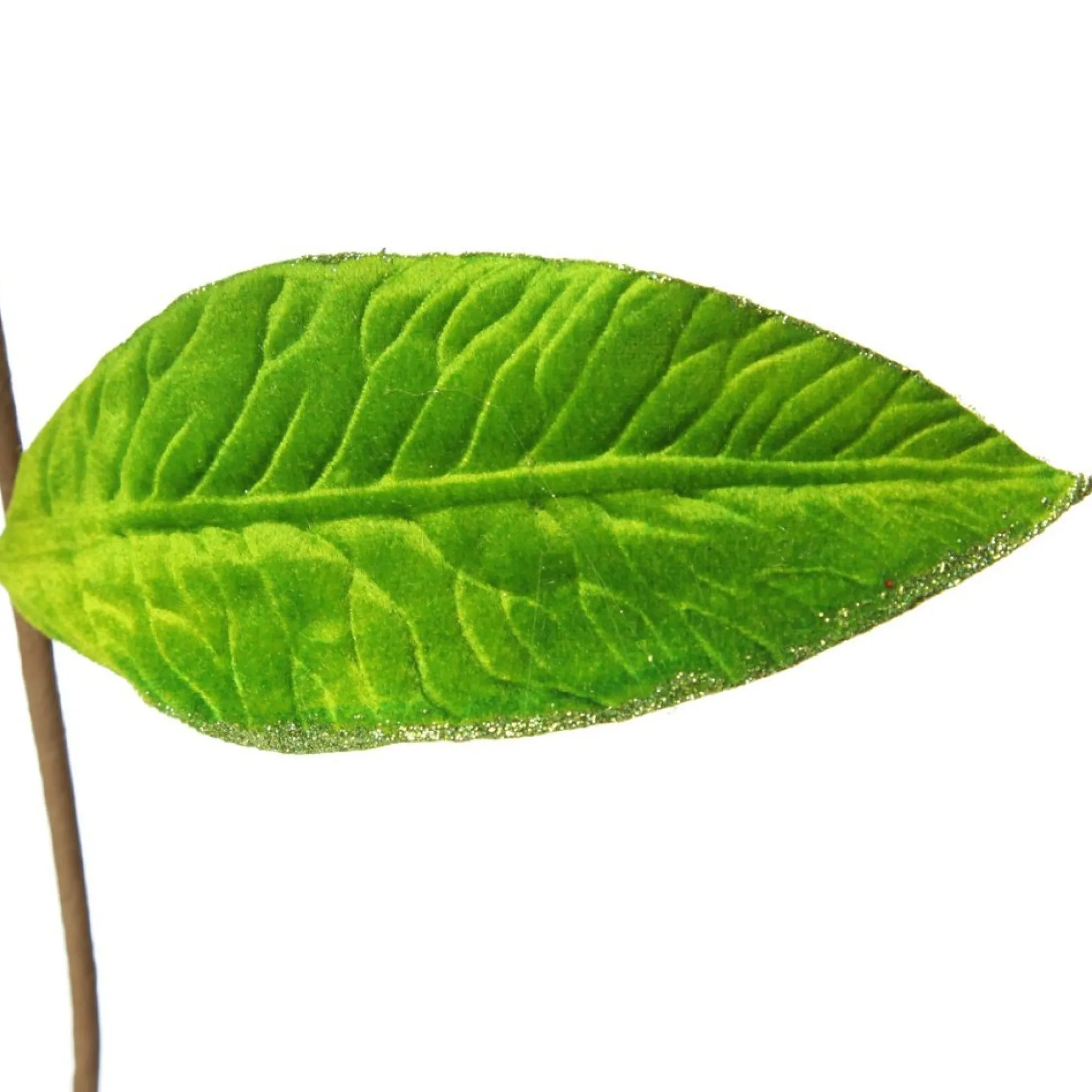 Large Green Poinsettia Flower Pick with Green Glitter Trim New