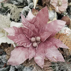 Large Pink Poinsettia Flower Stem with Glitter Trim Discount